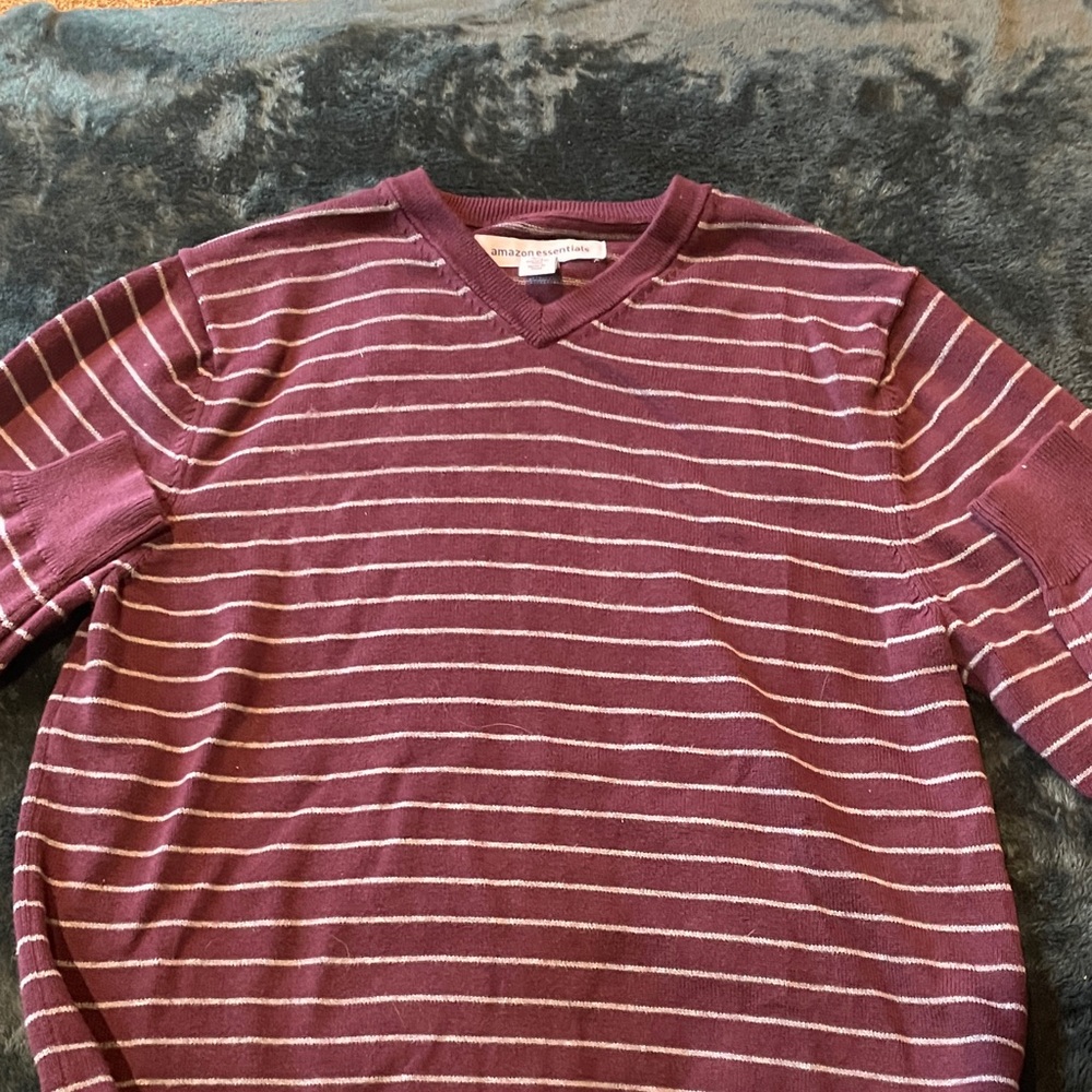 Amazon Essentials Burgundy and Gray Sweater